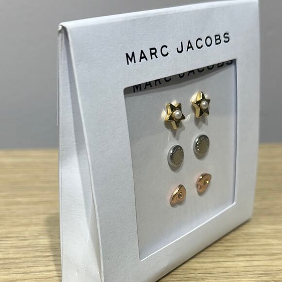 Marc Jacobs  Star, Circle, & Heart Post Earrings Set - Gold, Silver, Rose Gold - Picture 4 of 4